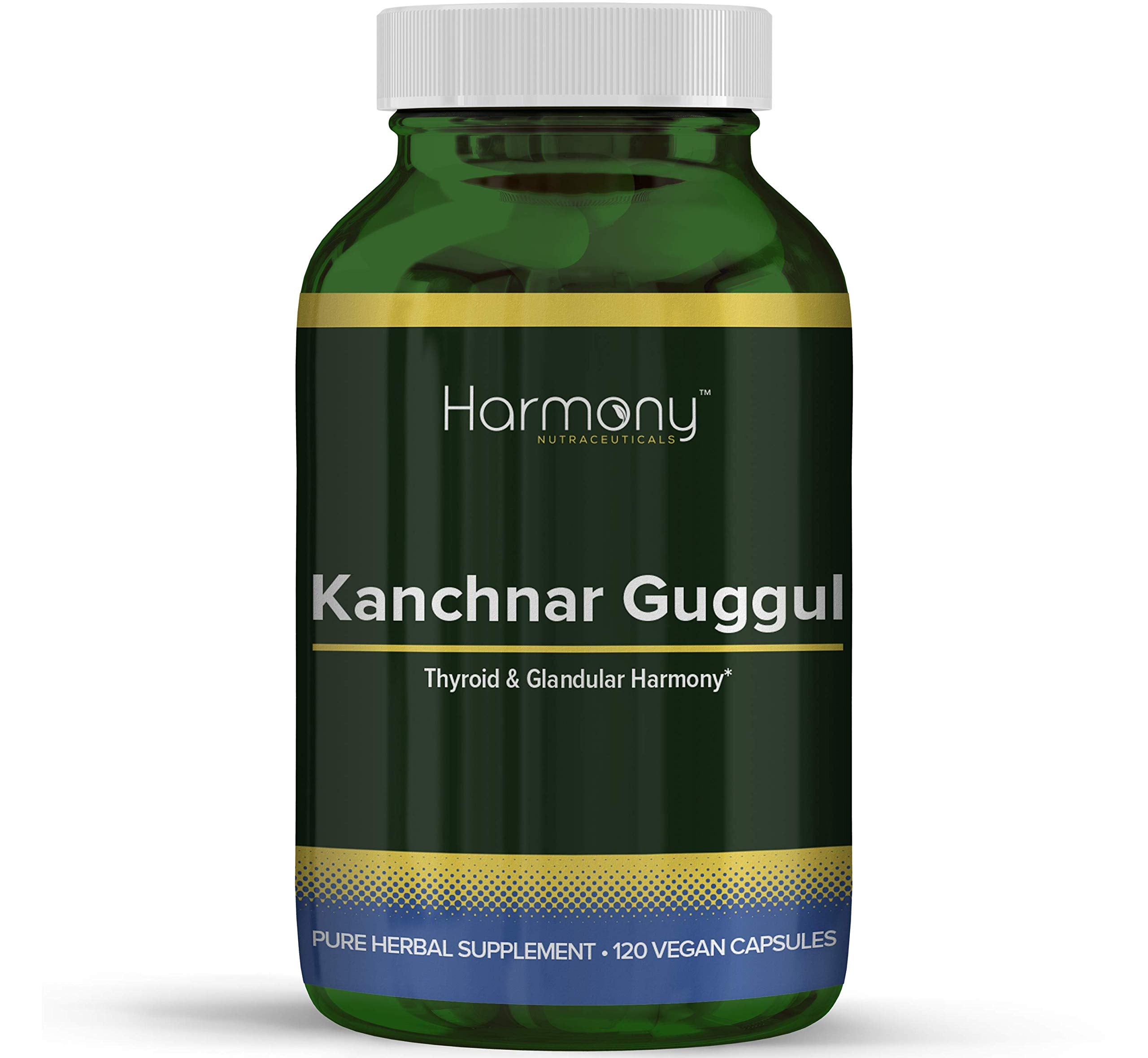 Harmony Kanchnar Guggul bottle front with 120 vegan capsules for daily wellness.