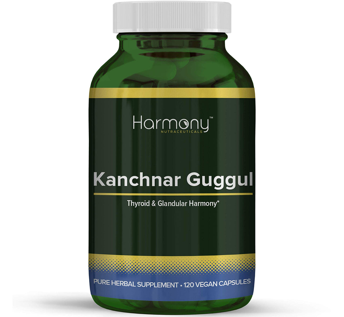 Harmony Kanchnar Guggul bottle front with 120 vegan capsules for daily wellness.