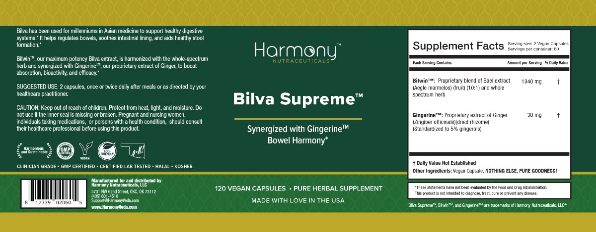 Harmony Bilva Supreme gingerine ingredient detail spotlighting absorption boost