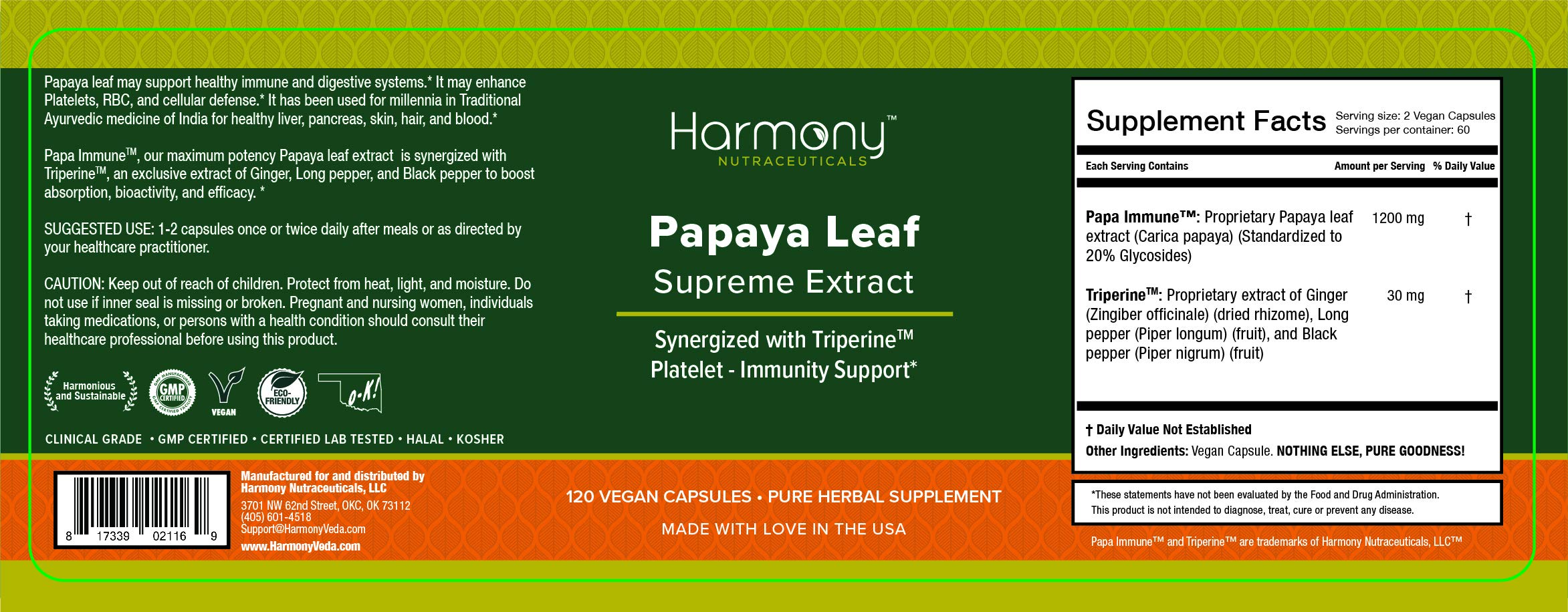 Harmony Nutraceuticals Organic ingredients display with natural sourcing context