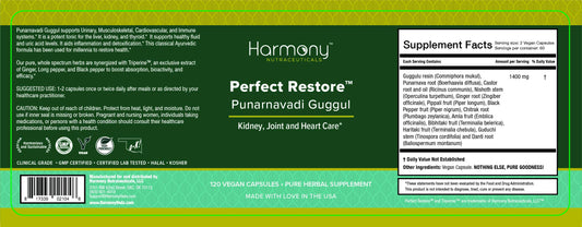 Harmony Nutraceuticals Punarnavadi Guggul capsules highlight easy daily dosing for holistic vitality