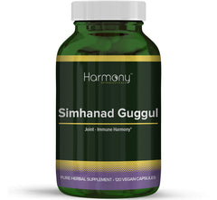 Harmony Nutraceuticals Simhanad Guggul bottle showing premium joint support.