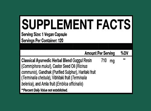 Simhanad Guggul capsules offering vegan, pure ingredients for daily joint comfort.