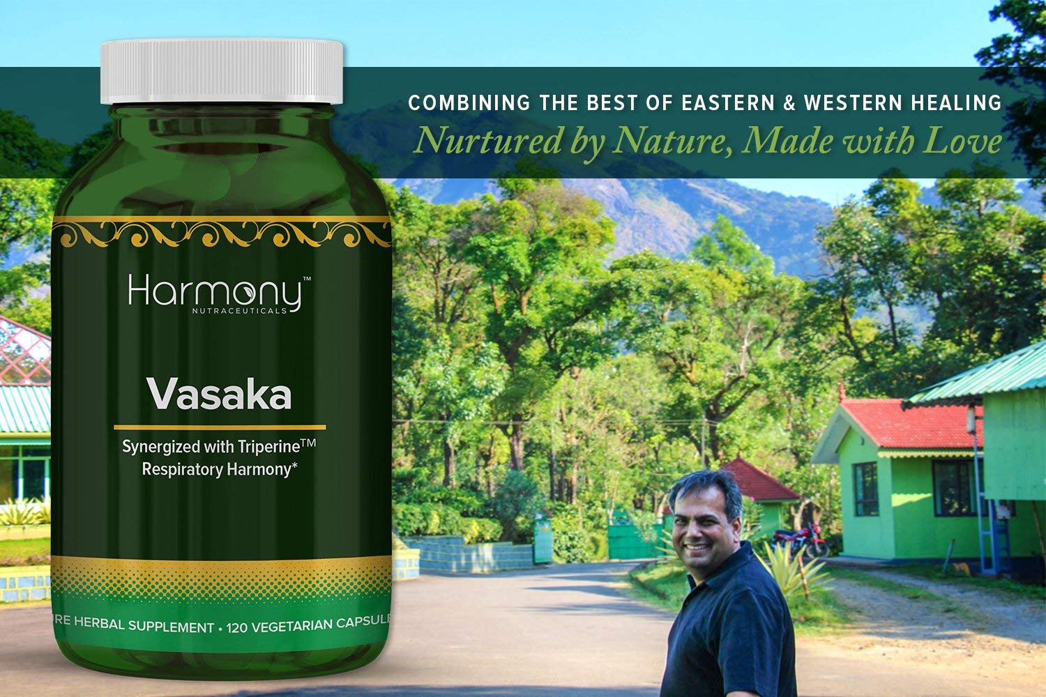 Harmony Nutraceuticals Vasaka bottle sealed conveys freshness and trust