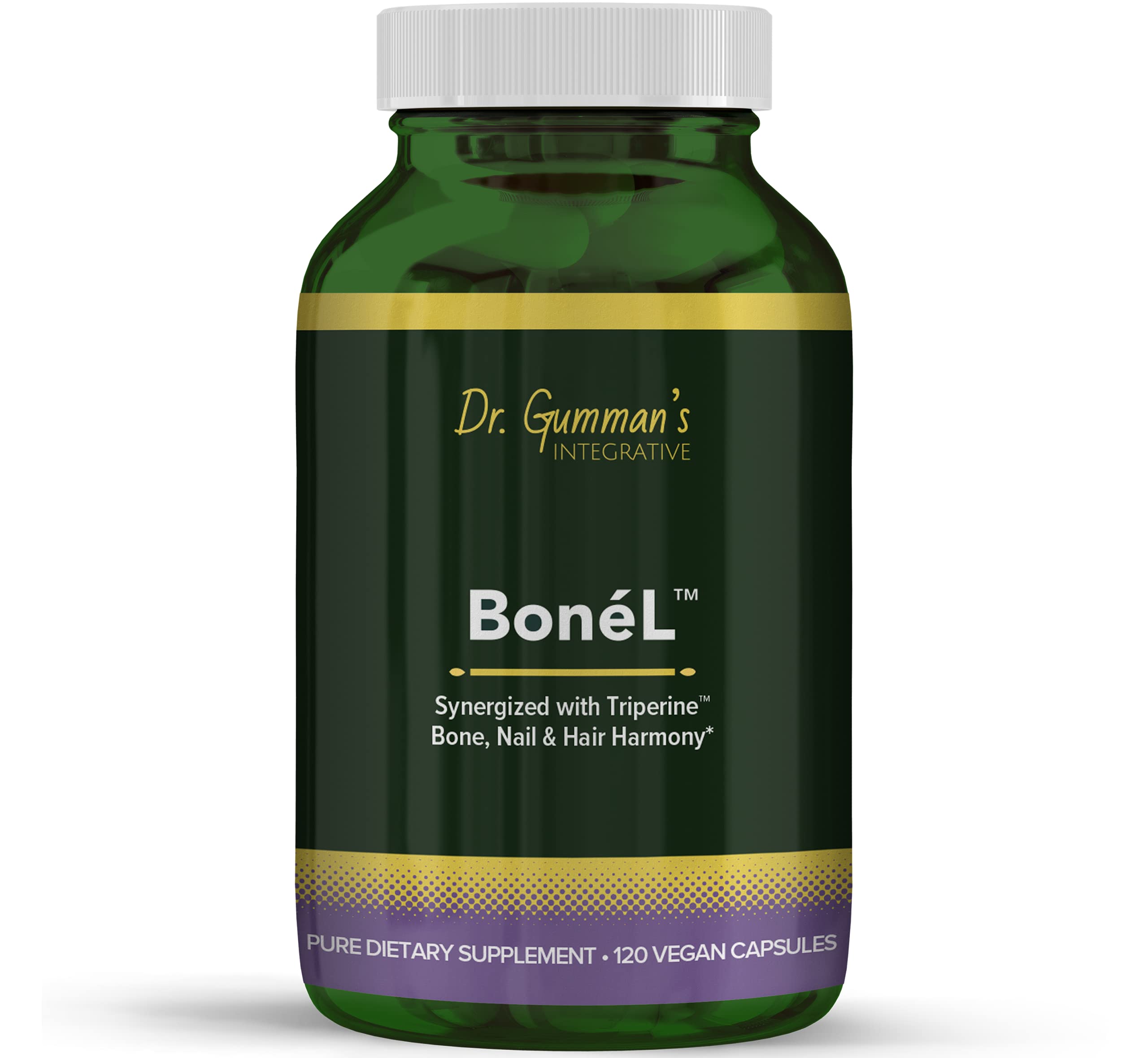 Harmony Nutraceuticals Bone’L bottle front showing vegan capsules for bone and hair support.