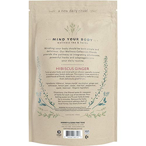 Harney and Sons Hibiscus Ginger Tune-Up in a steaming cup with mint aroma