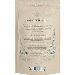 Harney and Sons Hibiscus Ginger Tune-Up in a steaming cup with mint aroma