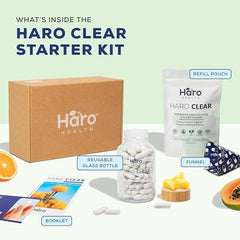 Haro Clear starter kit capsules being poured for easy dosing