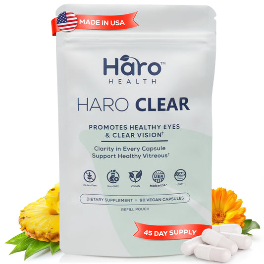 Haro Health lutein-zeaxanthin bottle supports clear vision and blue-light resilience