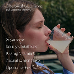 Haroutine liposomal glutathione dissolved in water for quick consumption.