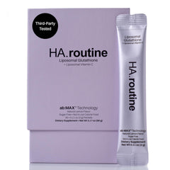 Haroutine liposomal glutathione packaging shown for convenient daily wellness.