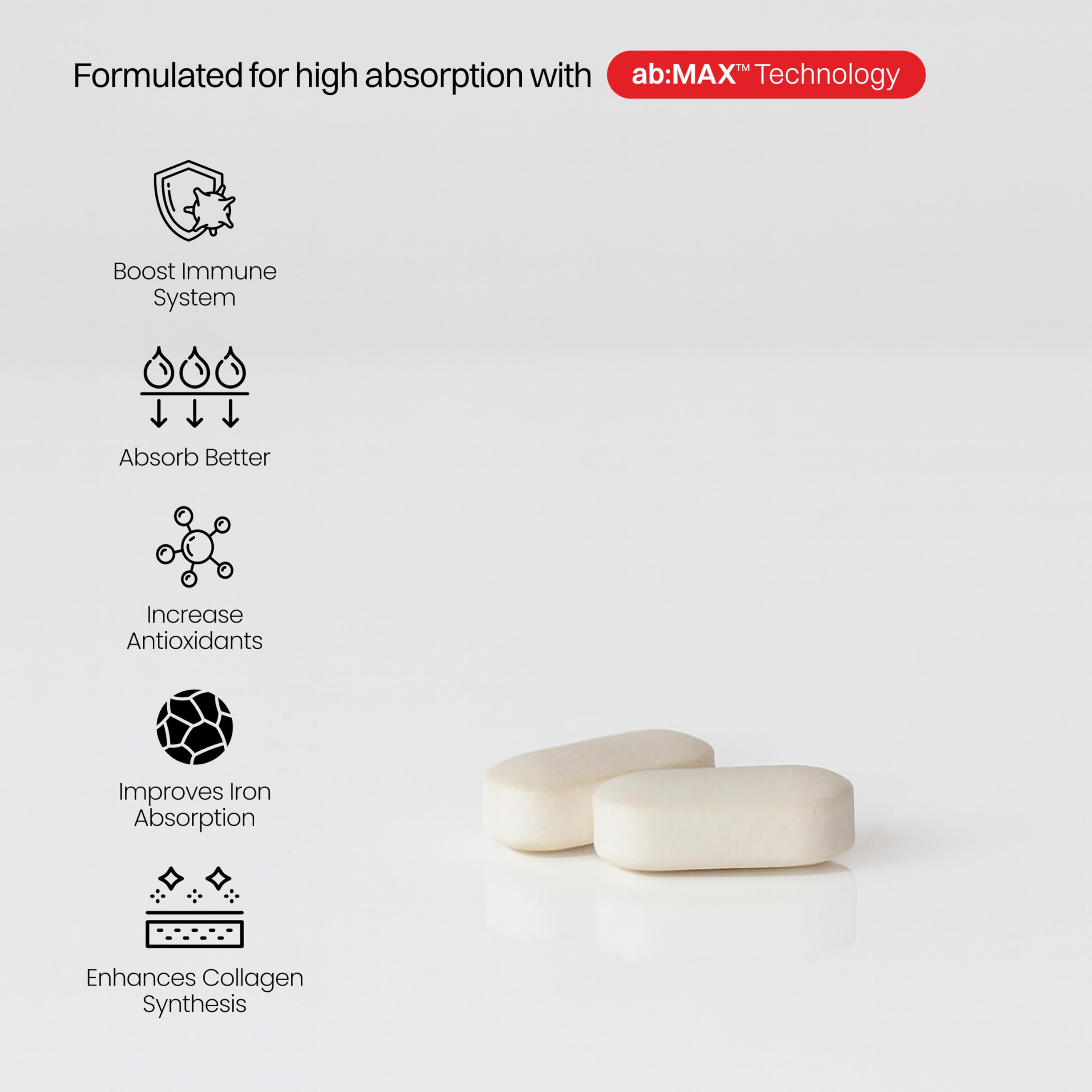 Haroutine liposomal vitamin C 1000mg tablets closeup highlights high absorption