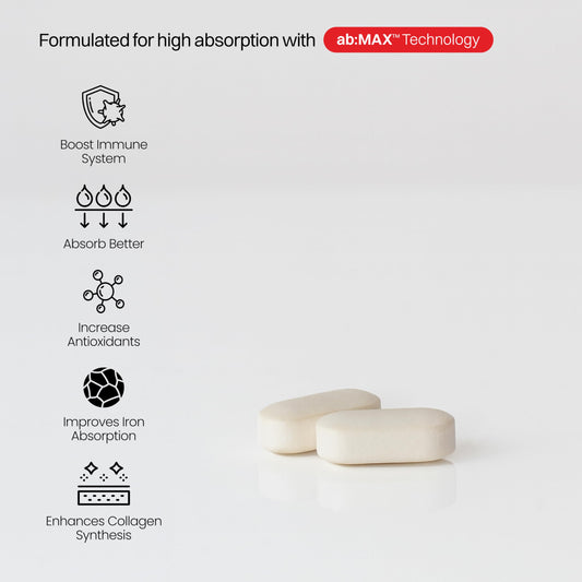 Haroutine liposomal vitamin C 1000mg tablets closeup highlights high absorption