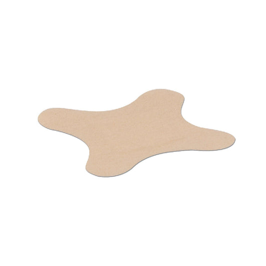 Hartmann Flex-Band tan fabric adhesive bandage 3x3 keeps a sealed barrier around wounds on elbows and heels.
