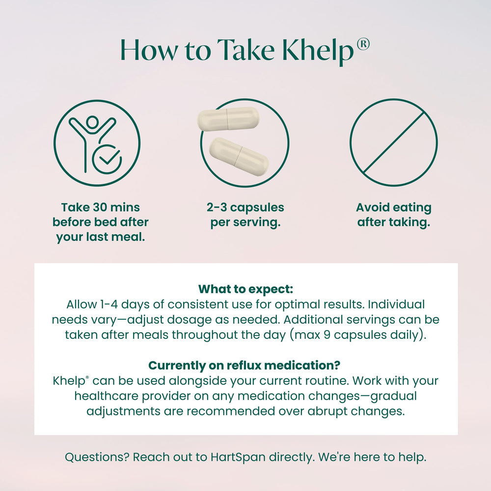 HartSpan Khelp night-use scene on nightstand for reflux support.