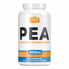 Harvest Naturals PEA 400mg capsules bottle showing potency for daily comfort