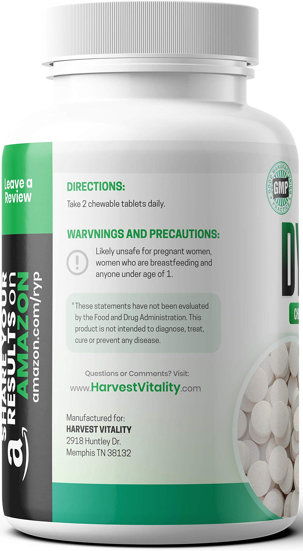 Harvest Vitality Dystrin tablets dissolving in mouth for cooling relief.