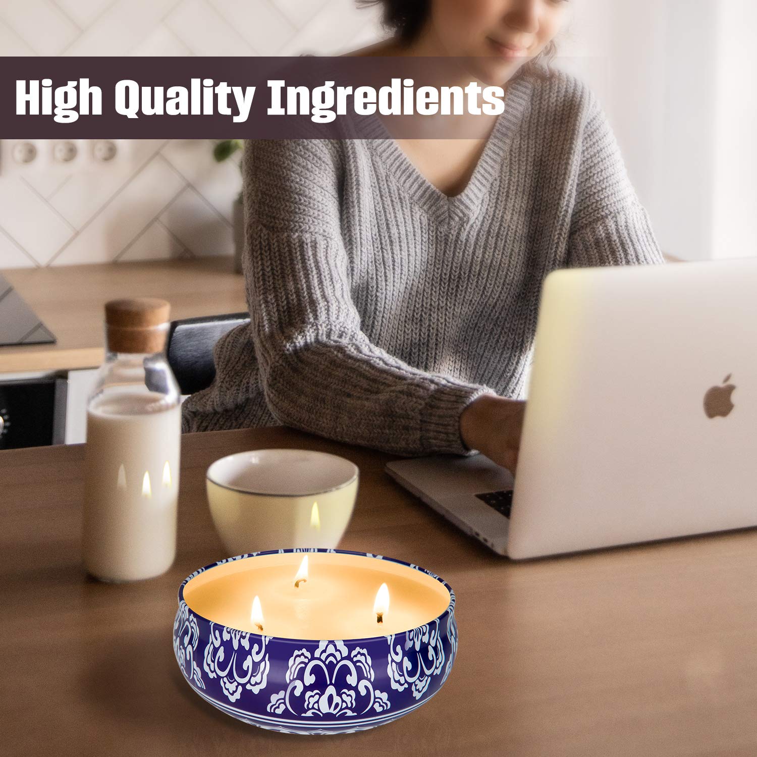 Citronella candles suitable for outdoor use on patios and lawns