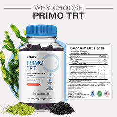 Havah Primo TRT gummies bottle on kitchen counter suggesting easy daily use.