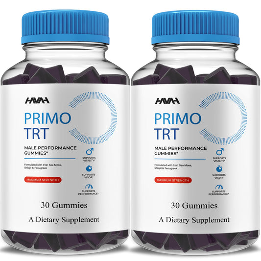 Havah Primo TRT gummies packaging shown for convenient daily wellness support.