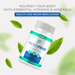 Havah ProstaPrime bottle back label, shows 60 capsules for monthly use.