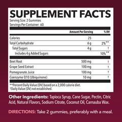 Close-up of a gummy showing 500 mg beet root per piece from Havasu Nutrition.