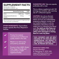 DHEA Biotin bottle shown for easy daily wellness routine.