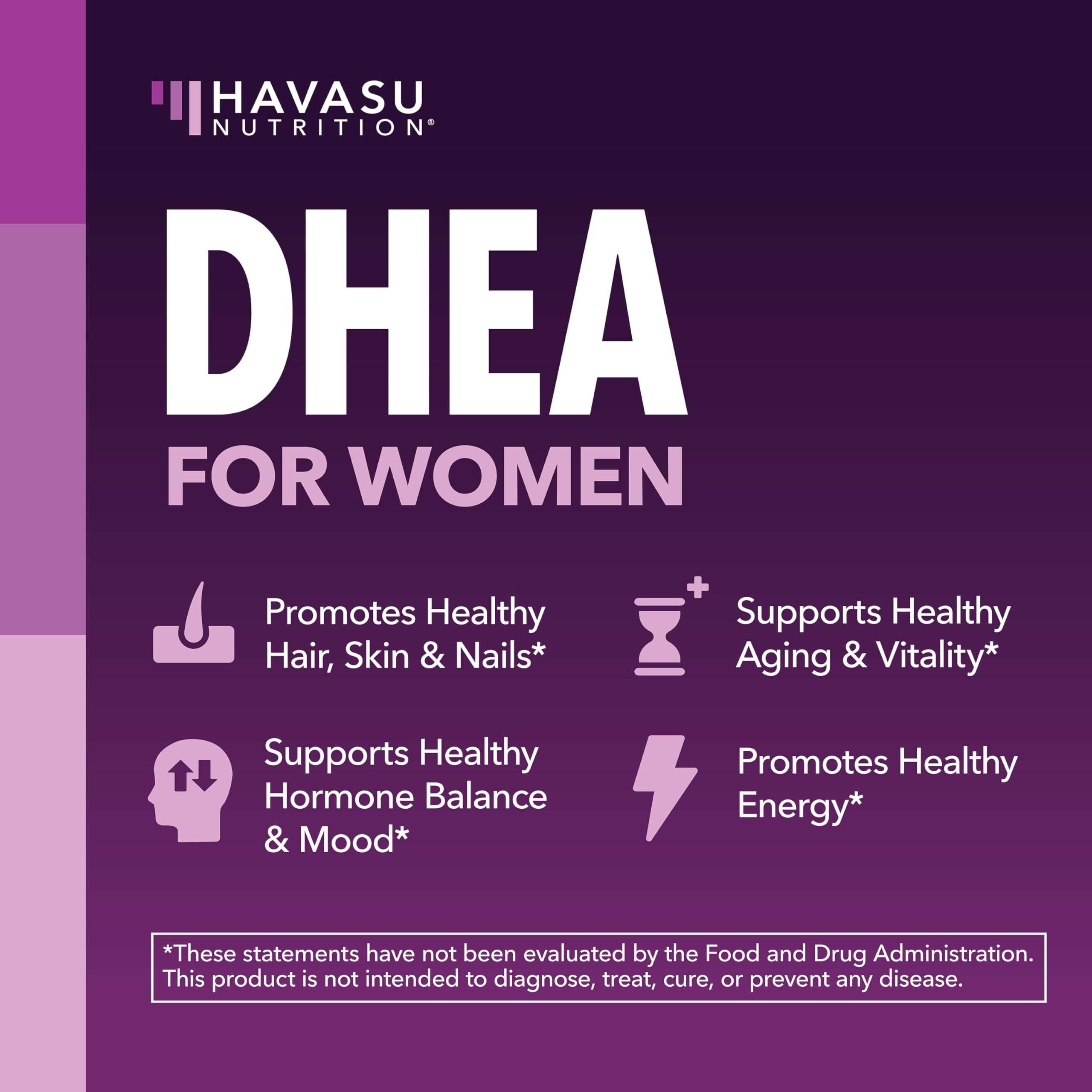 Label highlights 50 mg DHEA and 5000 mcg biotin per capsule.