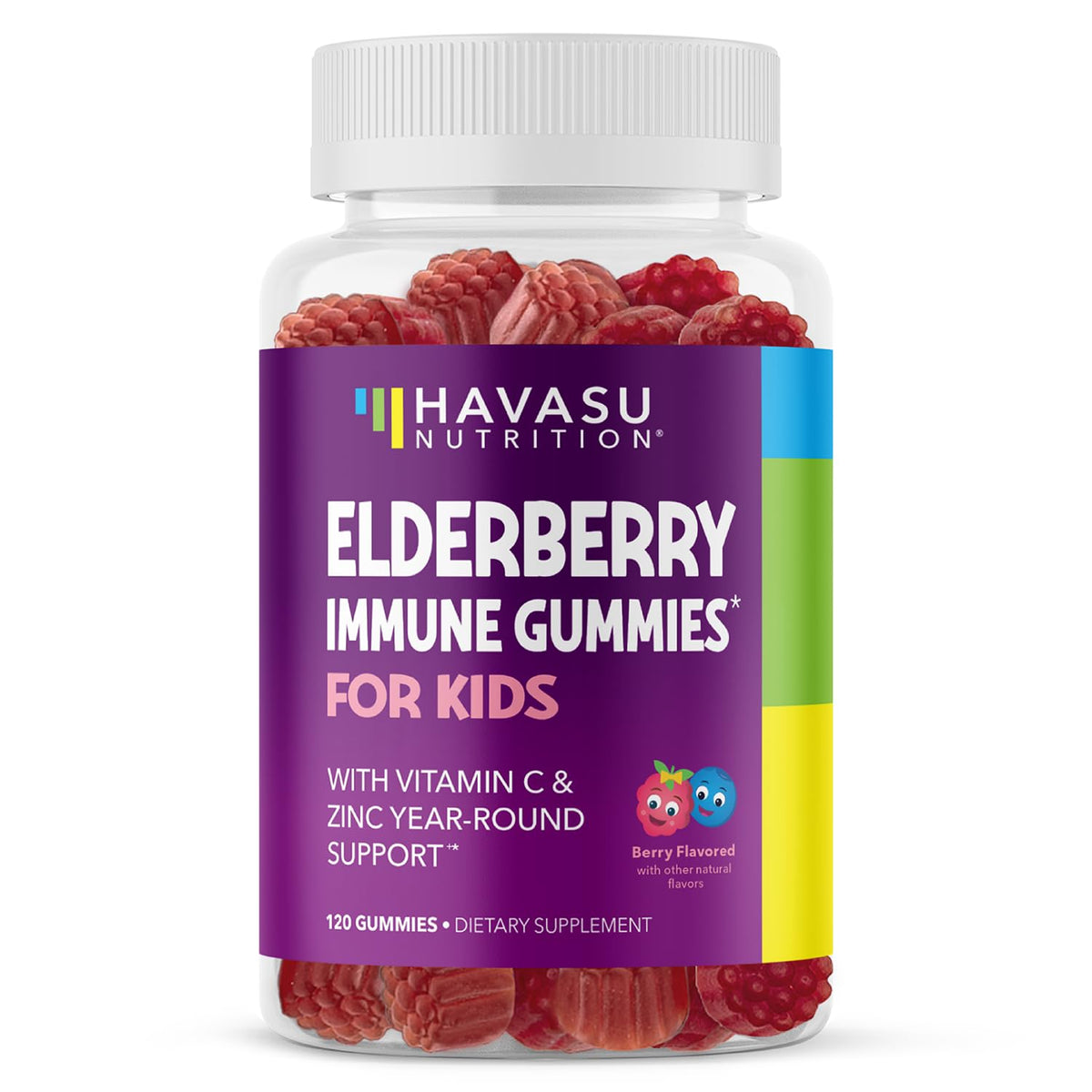 HAVASU NUTRITION Elderberry Kids Gummies berry bottle for daily immune support