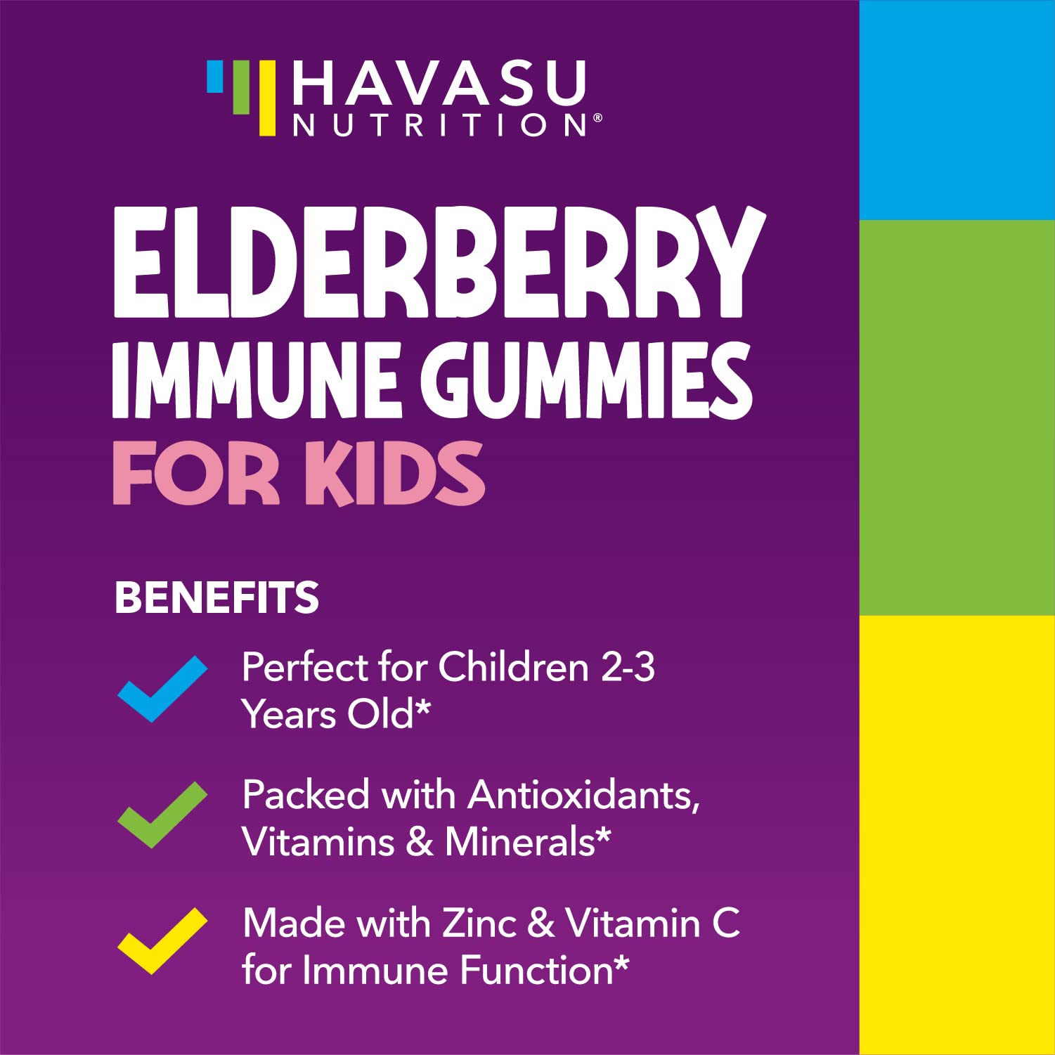 HAVASU NUTRITION Elderberry Kids Gummies soft chews for easy daily consumption