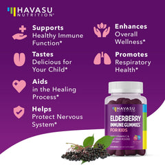 HAVASU NUTRITION Elderberry Kids Gummies vegan formula for plant-based daily use
