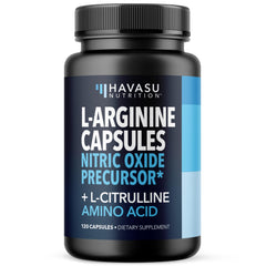 Havasu Nutrition L-Arginine L-Citrulline bottle front for endurance and nitric oxide support.