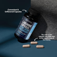 Havasu Nutrition preworkout setup with capsules beside water bottle.