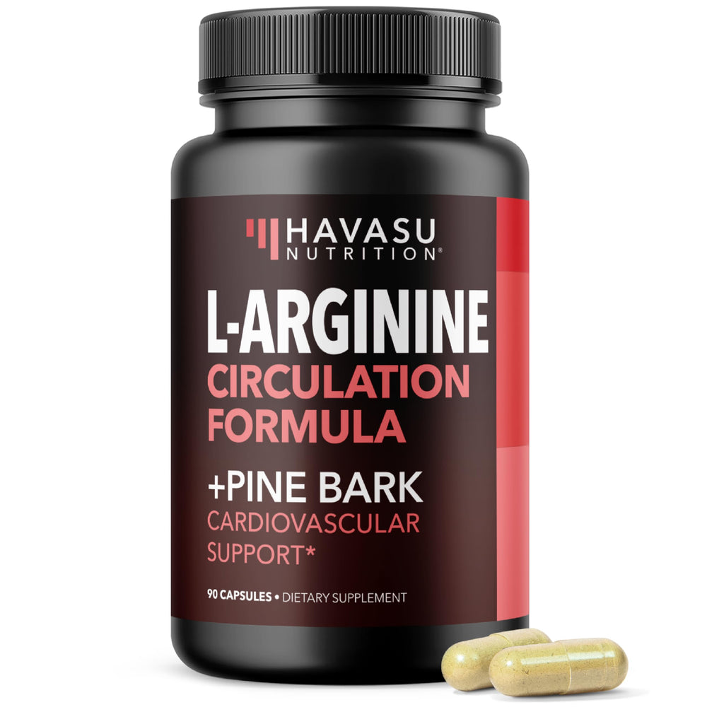 HAVASU Nutrition L-Arginine Pine Bark bottle front supports daily endurance.