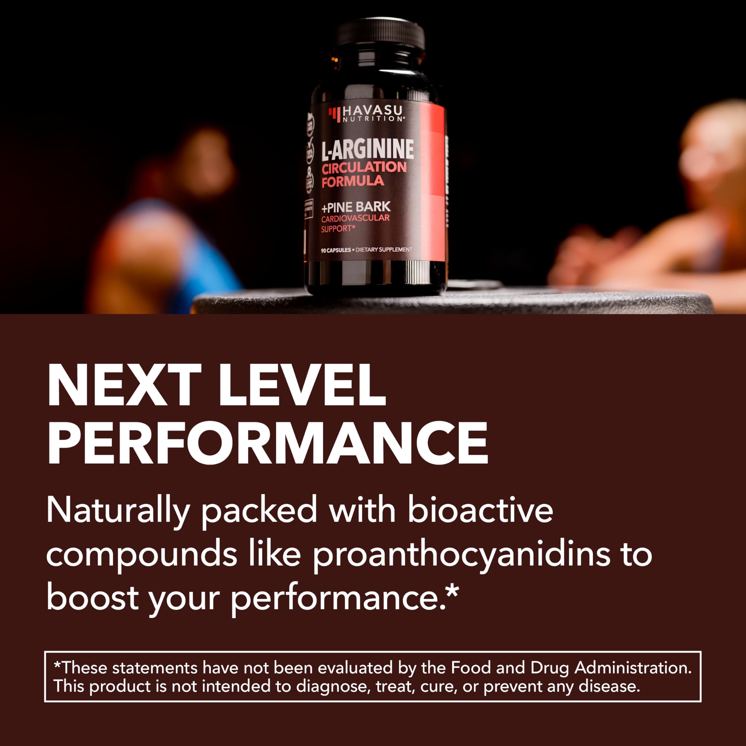 HAVASU Nutrition L-Arginine Pine Bark vegan non-GMO icon signals purity.