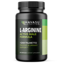 Havasu Nutrition L-Arginine Saw Palmetto bottle with 60 vegan capsules for prostate support and endurance