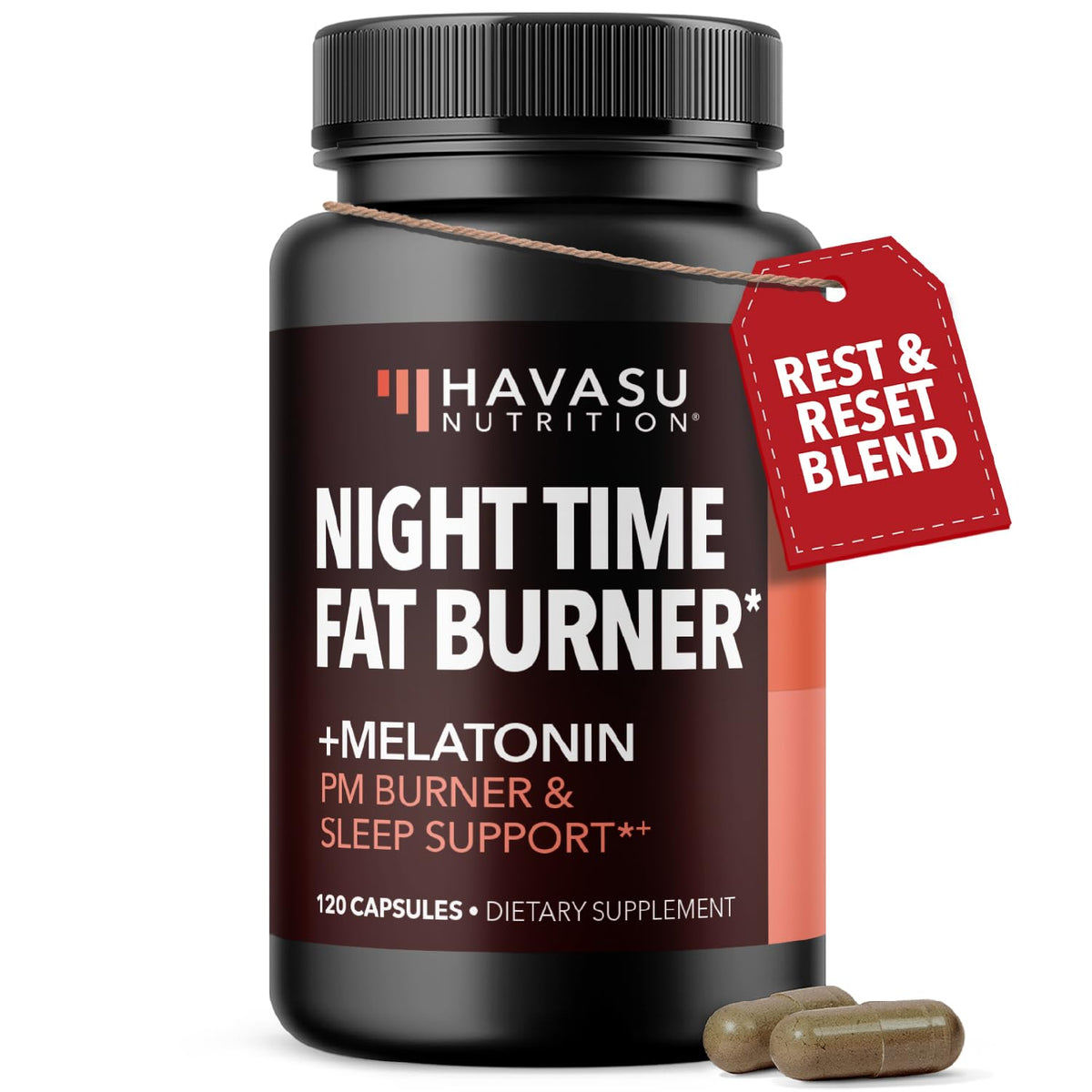 HAVASU NUTRITION night-time fat burner bottle for convenient overnight support
