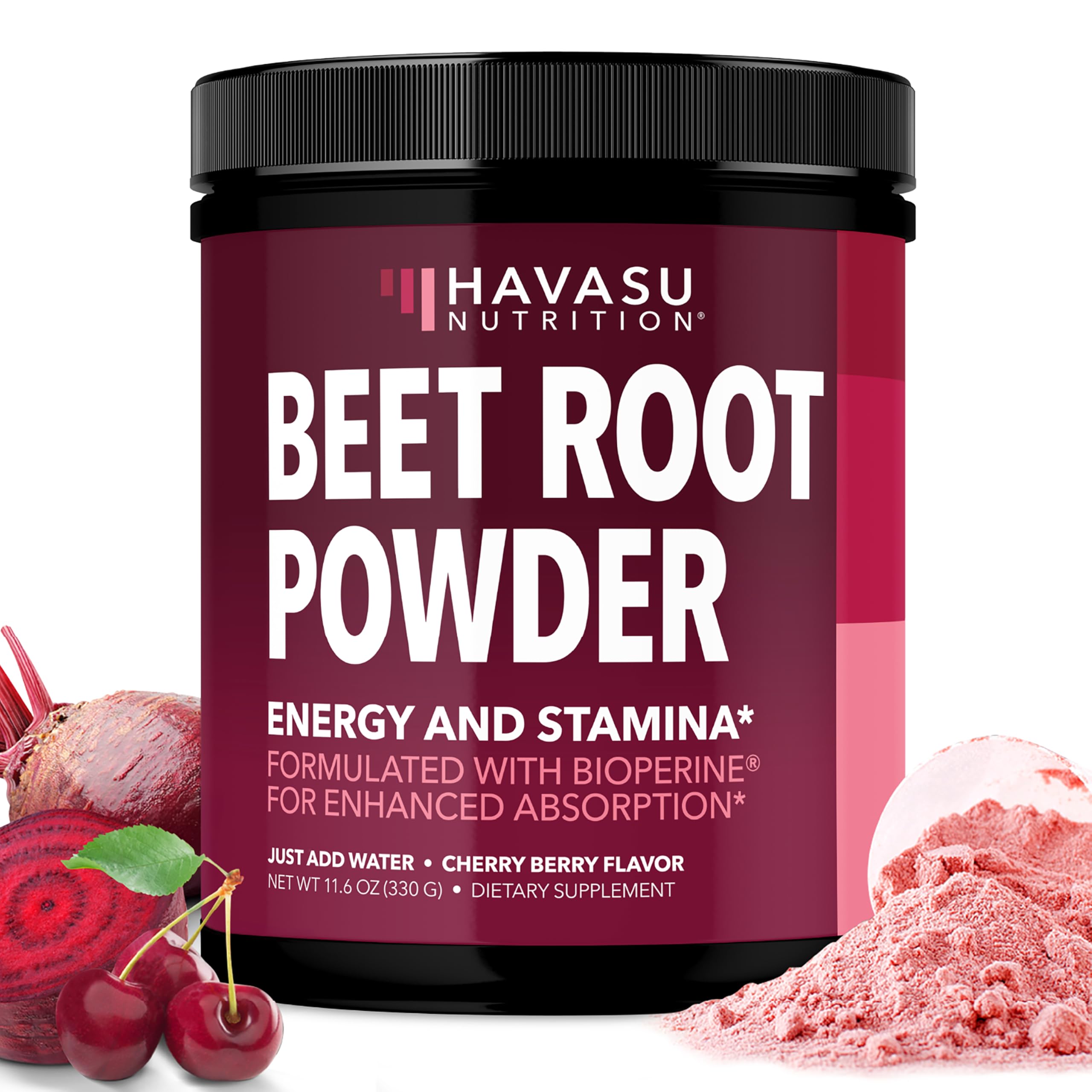 HAVASU Nutrition Organic Beet Root Powder bottle for easy energy support