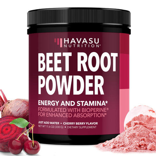 HAVASU Nutrition Organic Beet Root Powder bottle for easy energy support