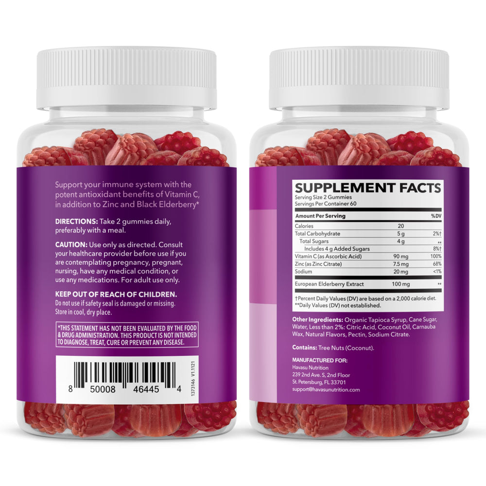 120-count bottle of HAVASU Sambucion Elderberry Gummies