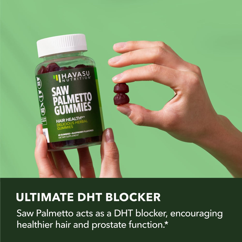 HAVASU Nutrition Saw Palmetto Gummies daily-dosing scene suggests an easy routine.