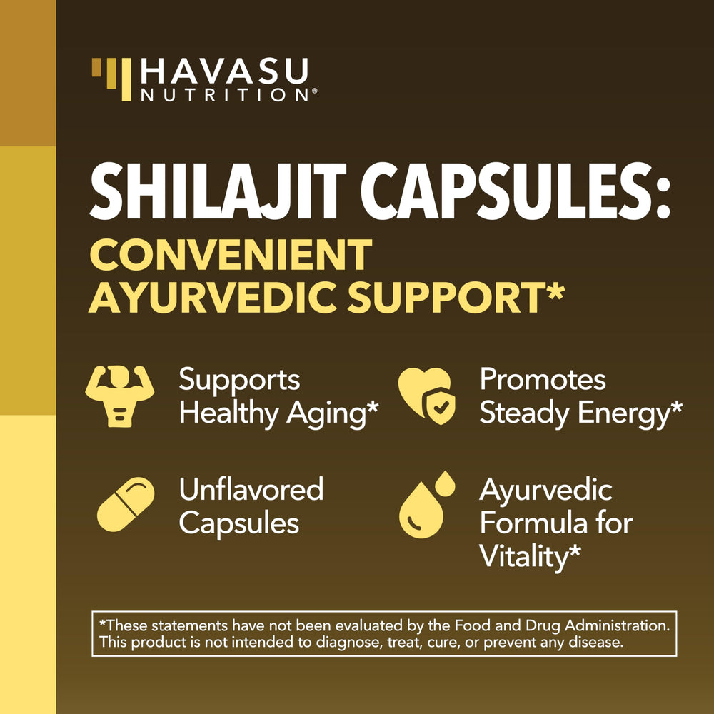 Havasu Shilajit Capsules pouring capsules into hand for easy daily use.