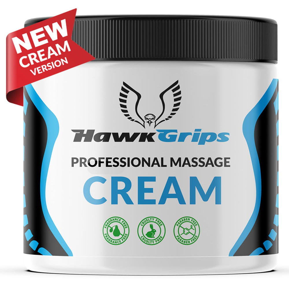 HawkGrips massage cream 16oz front label unscented vegan formula for professional use