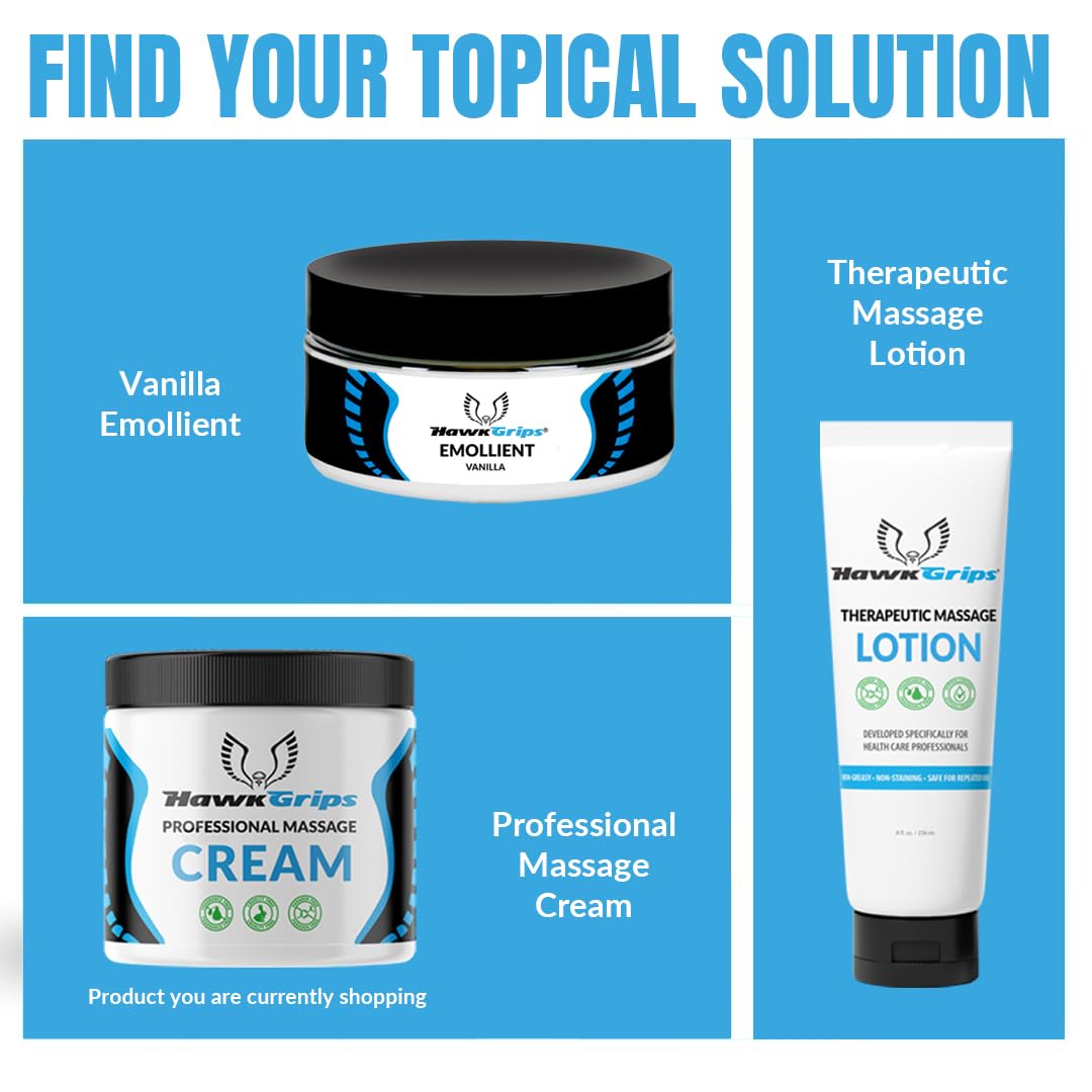 HawkGrips massage cream on hands demonstrating soft hydration and absorption
