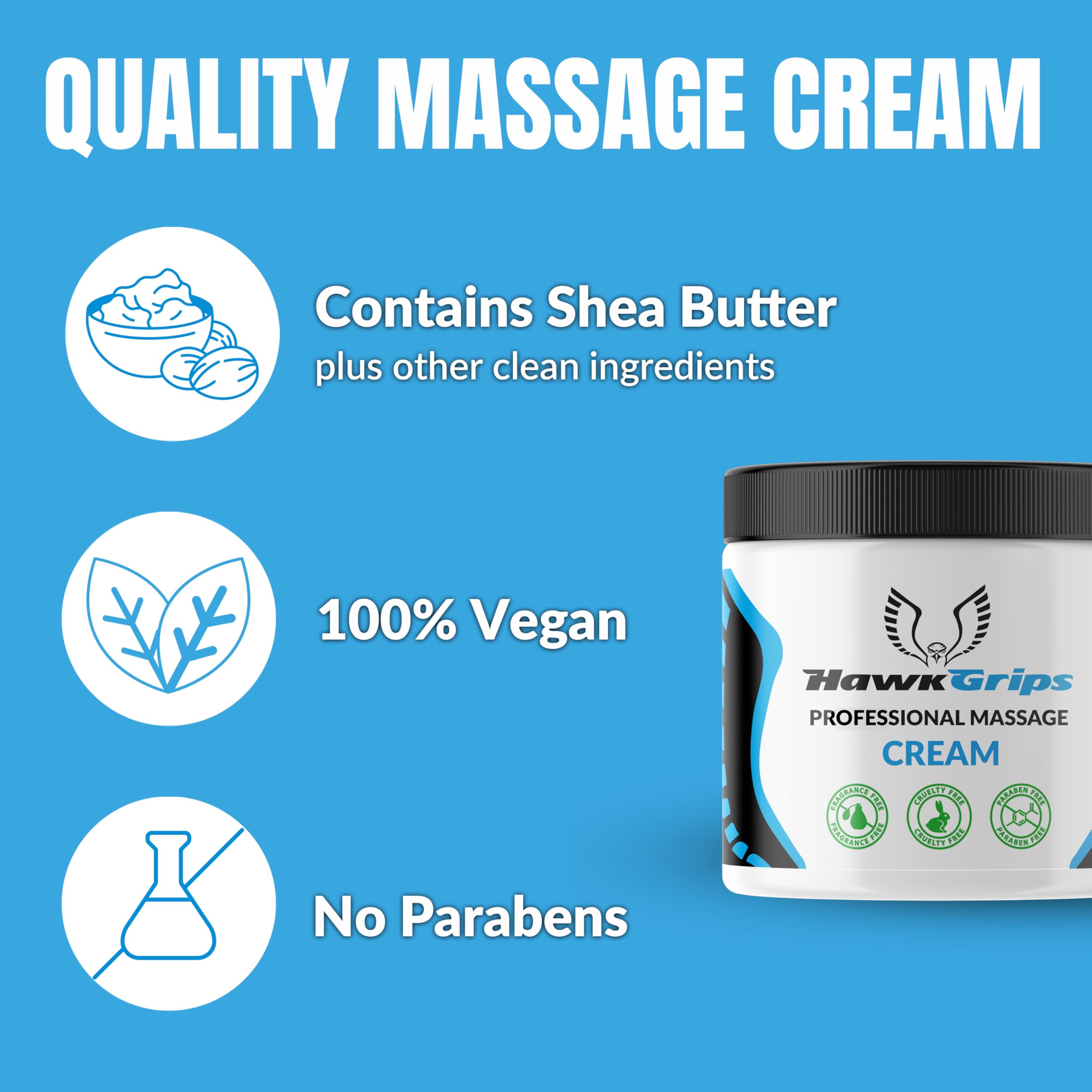 HawkGrips massage cream texture on skin shows non-greasy absorption