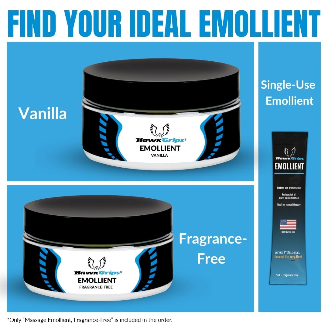 HawkGrips skin-softening-aftercare visual implies recovery-friendly moisturizing benefits.