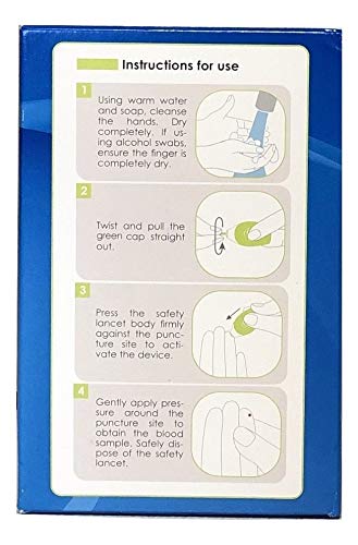 Haylos ReliOn lancet needle close-up shows 30G precision for finger sticks.
