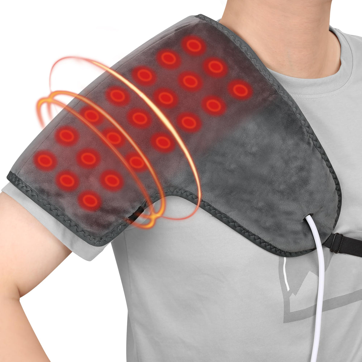H&B Luxuries infrared shoulder pad closeup highlighting the jade core for deep warmth.
