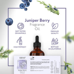HBNO Juniper Berry Oil bottle shown ready for diffuser or steam room aromatherapy.
