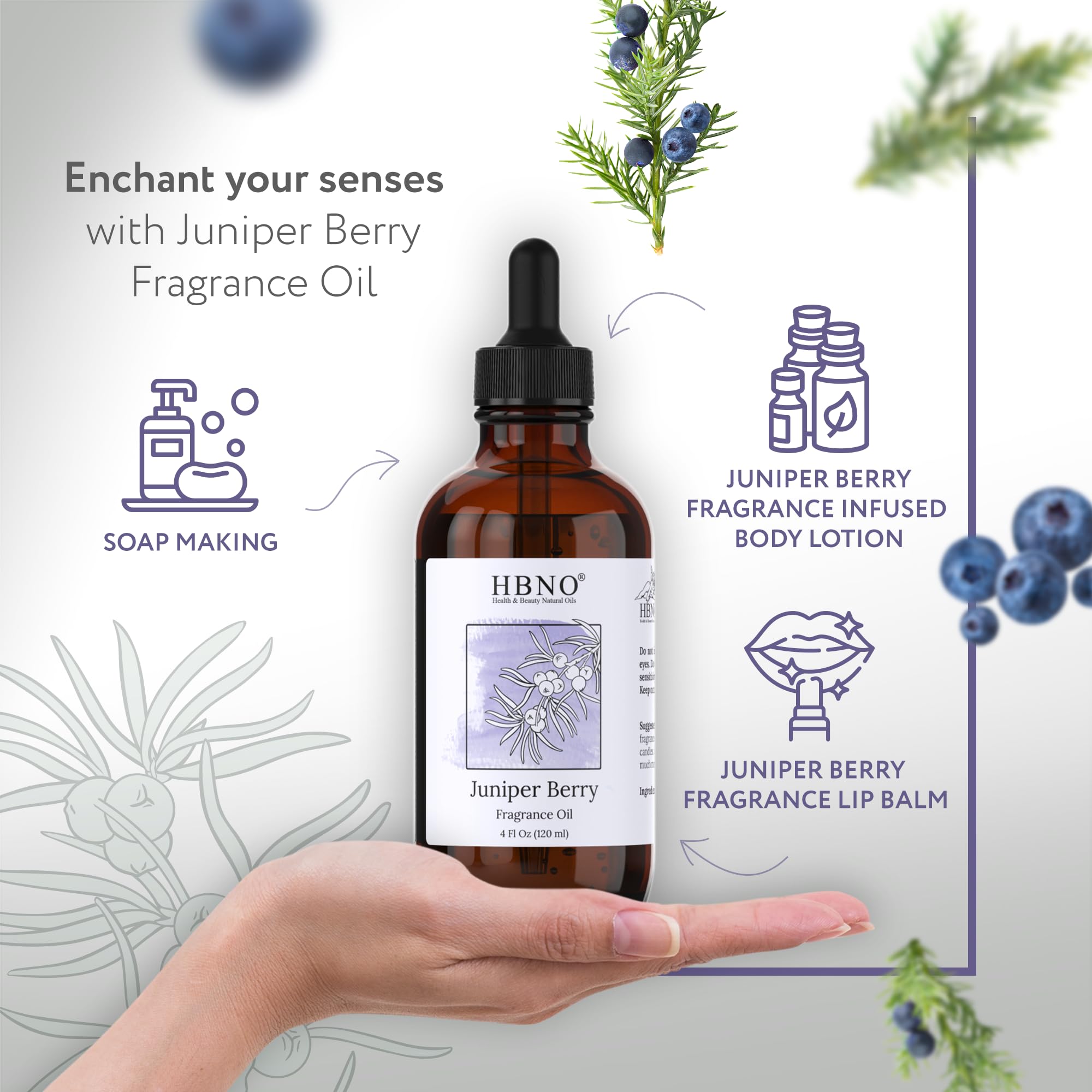 HBNO Juniper Berry Oil with dropper for precise DIY blends.